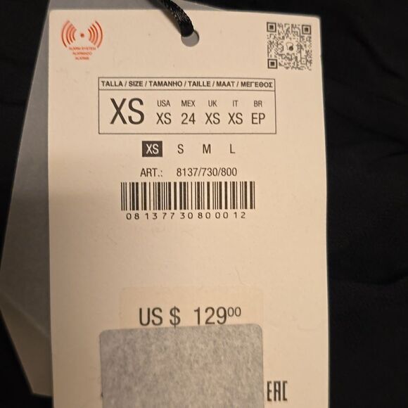 Zara Black Textured fabric High waist Mini Skirt Limited Edition tonal beads NWT - Picture 2 of 13